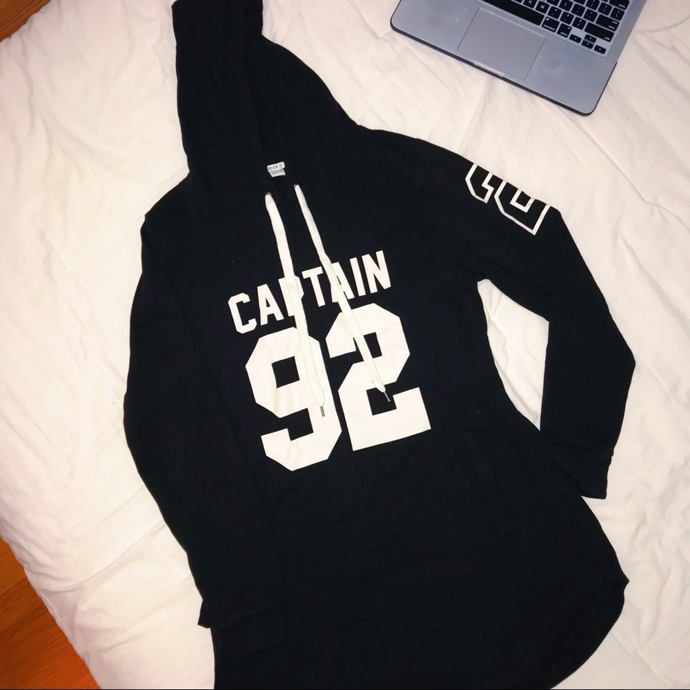 large black oversized college print hoodie/dress